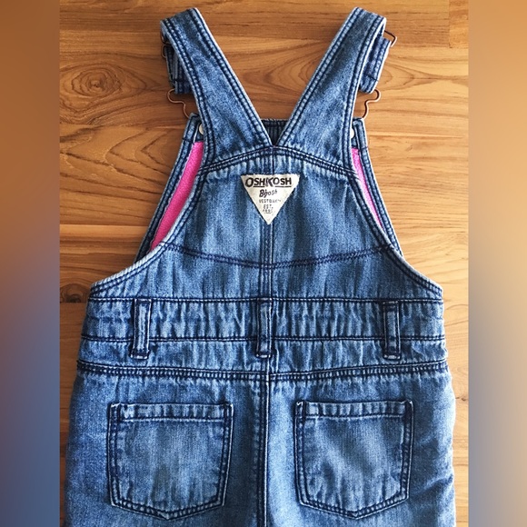 OshKosh 12M Pink Fleece-Lined Denim Overalls for Toddler - Picture 5 of 5